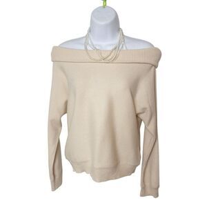 Womens Off Shoulder Knit Sweater Small Ivory Chic Whimsigoth Blouse Grunge